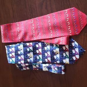 2 Christmas ties one lord and Taylor the other by American Greetings